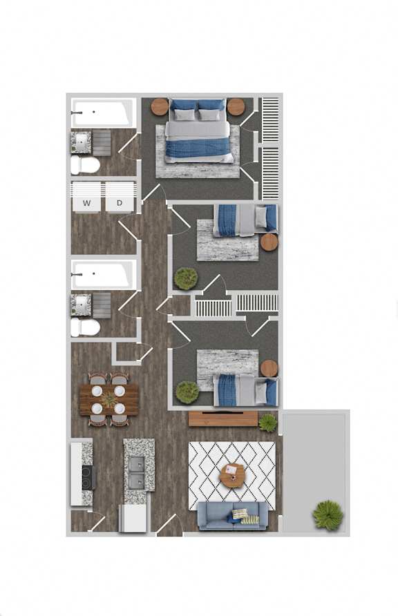 3 bedroom b Floor Plan at Greens at Stonecreek, Georgia
