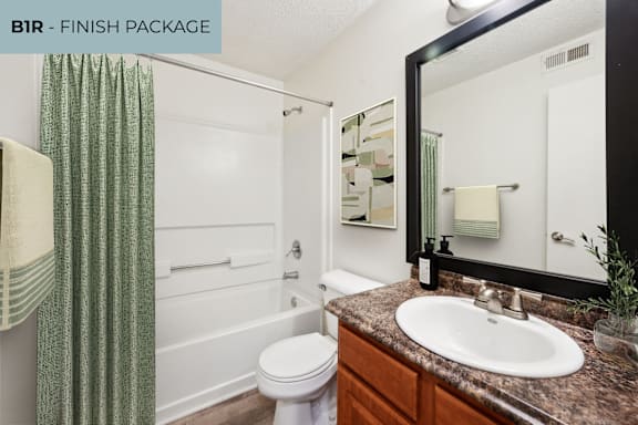 A bathroom with a white toilet, a sink, and a shower.