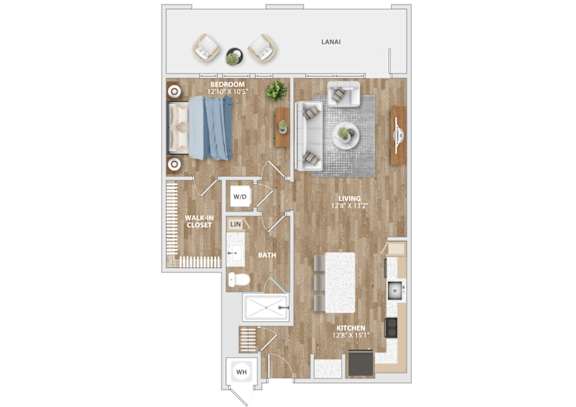 A10A Floor Plan at Hawkins Press Apartments, Charlotte, 28203