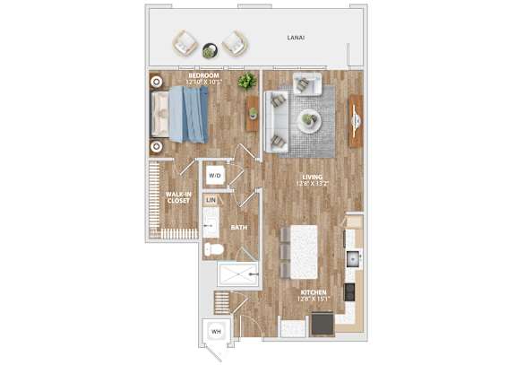 A11A Floor Plan at Hawkins Press Apartments, Charlotte, North Carolina