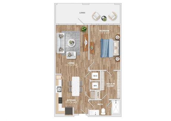 A12A Floor Plan at Hawkins Press Apartments, Charlotte