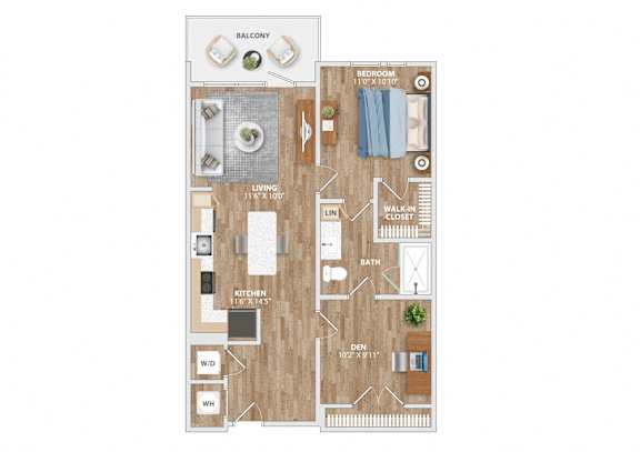 Floor Plan  A13D Floor Plan at Hawkins Press Apartments, Charlotte, North Carolina