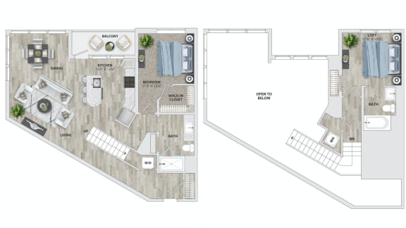 Floor Plan  1 bed 2 bath at Metropolitan at the Riverwalk, Wilmington