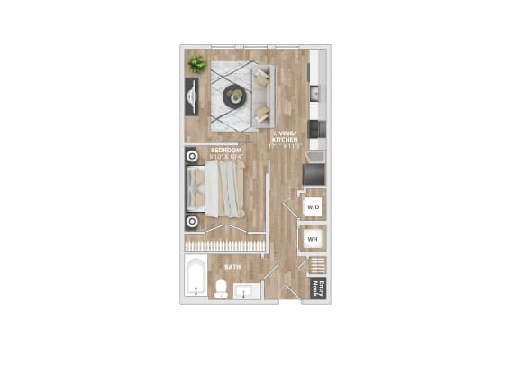 Floor Plan  Studio 1 bath A1A Floor Plan at South and Hollis, Charlotte, NC