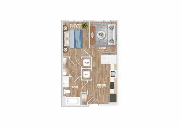 Floor Plan  A2A Floor Plan at Hawkins Press Apartments, Charlotte, 28203
