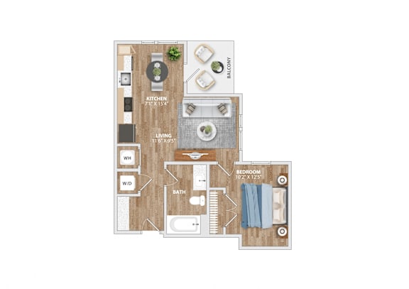 Floor Plan  A3A Floor Plan at Hawkins Press Apartments, North Carolina