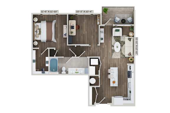 A3AD Floor Plan at The Sully, Chantilly, Virginia