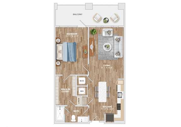 Floor Plan  A6A Floor Plan at Hawkins Press Apartments, North Carolina