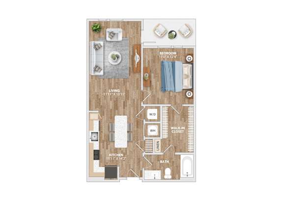 Floor Plan  A8A Floor Plan at Hawkins Press Apartments, Charlotte, NC, 28203
