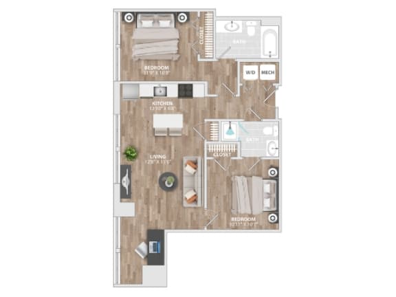 Allied_2B-A Floor Plan at Allied Harbor Point, Baltimore