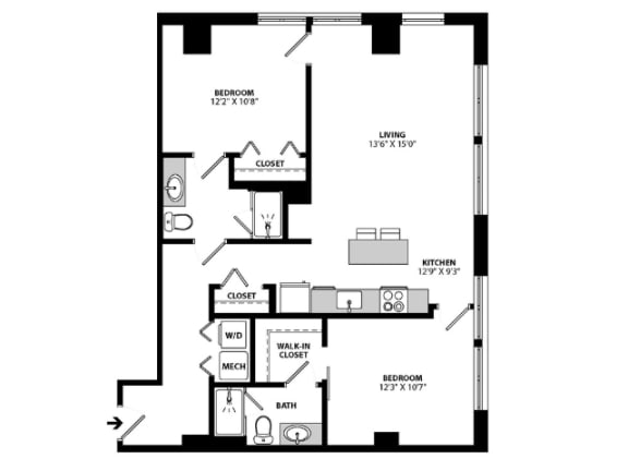 Allied_2B-B Floor Plan at Allied Harbor Point, Baltimore, MD