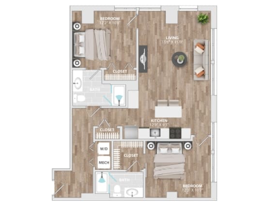 Allied_2B-B Floor Plan at Allied Harbor Point, Baltimore, 21231