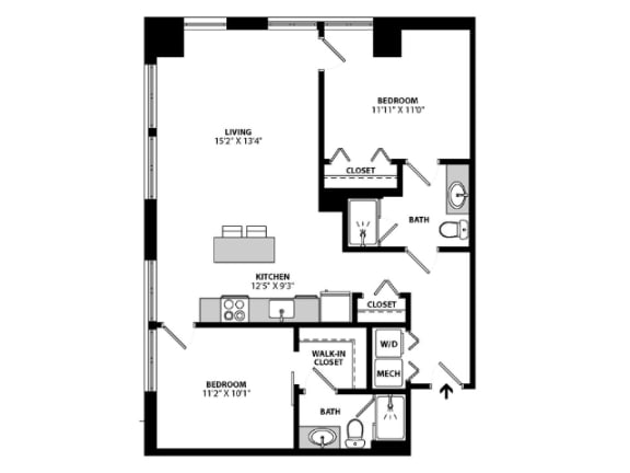 Allied_2B-C Floor Plan at Allied Harbor Point, Baltimore, 21231