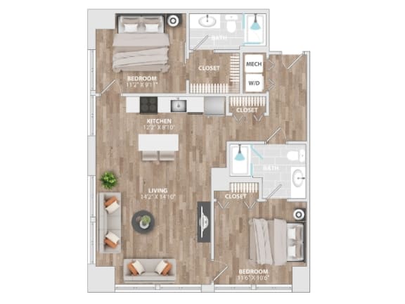Floor Plan  Allied_2B-D Floor Plan at Allied Harbor Point, Baltimore, MD
