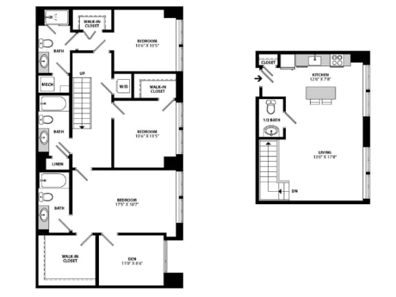 Allied_3DU-B Floor Plan at Allied Harbor Point, Baltimore, MD