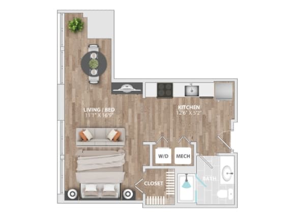 Allied_STU-B Floor Plan at Allied Harbor Point, Baltimore, MD, 21231
