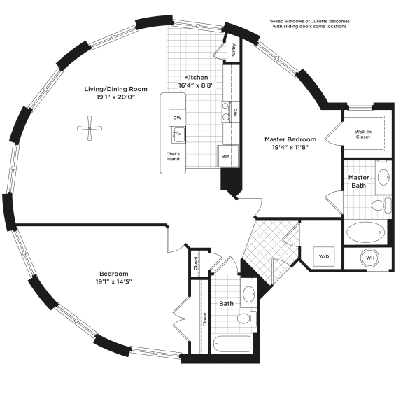 2 bed 2 bath B17b Floor Plan  at 800 Carlyle, Alexandria, Virginia