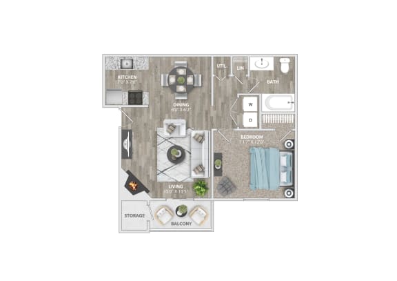 a floor plan  1 bedroom  1190 square feet  at St. Andrews Reserve, North Carolina