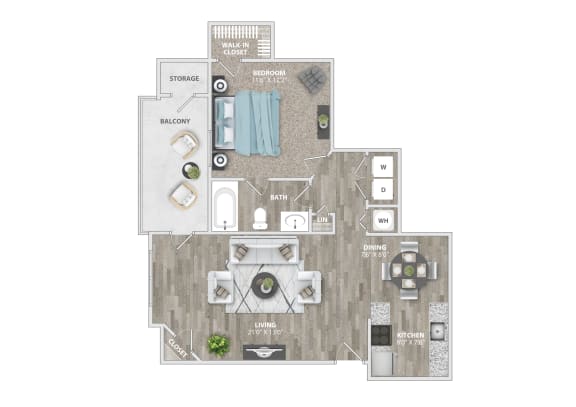 a 2 bedroom floor plan | apartments in garland tx