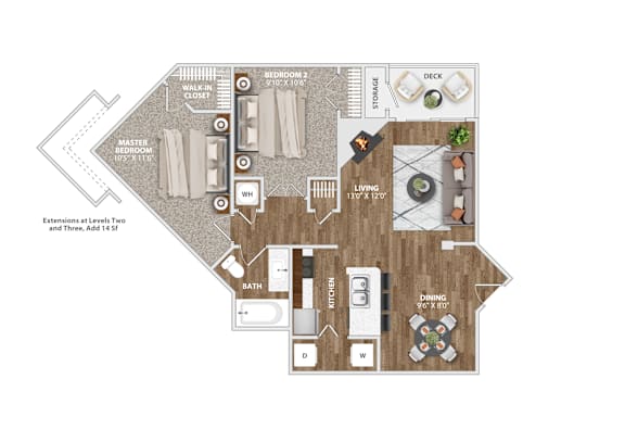 B1 Floor Plan at Waverly Place, North Charleston, SC