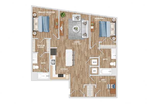 Floor Plan  B7D Floor Plan at Hawkins Press Apartments, North Carolina, 28203