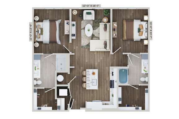2 bed 2 bath B9B Floor Plan at The Sully, Chantilly, 20151