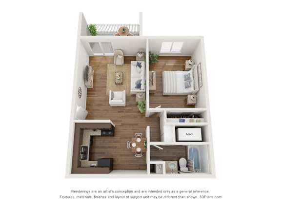 1 Bed 1 Bath Floor Plan 1 Bed 1 Bath Floor Plan at Country Woods, Ogden, UT 84401