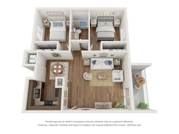 2 Bed 1 Bath Floor Plan 2 Bed 1 Bath Floor Plan at Country Woods, Ogden, 84401
