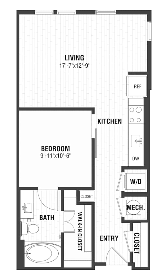 A1 Floor Plan at The William, Virginiaa, 20152