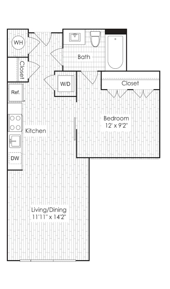1 Bed 1 Bath Floorplan N at Dock 79, District of Columbia, 20003
