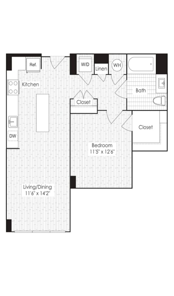 1 Bed 1 Bath Floorplan G at Dock 79, District of Columbia, 20003