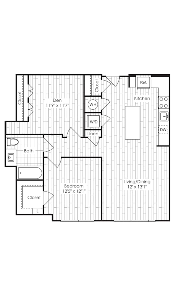 1 Bed 1 Bath Floorplan F at Dock 79, District of Columbia