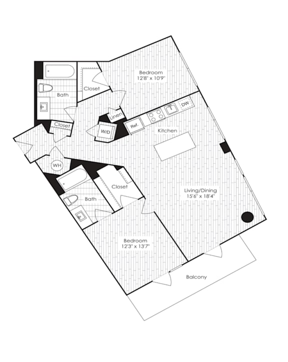 2 Bed 2 Bath Floorplan E at Dock 79, Washington, DC 20003