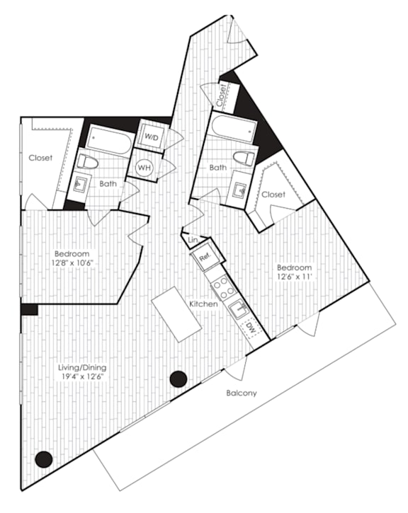 2 Bed 2 Bath Floorplan D at Dock 79, Washington, DC
