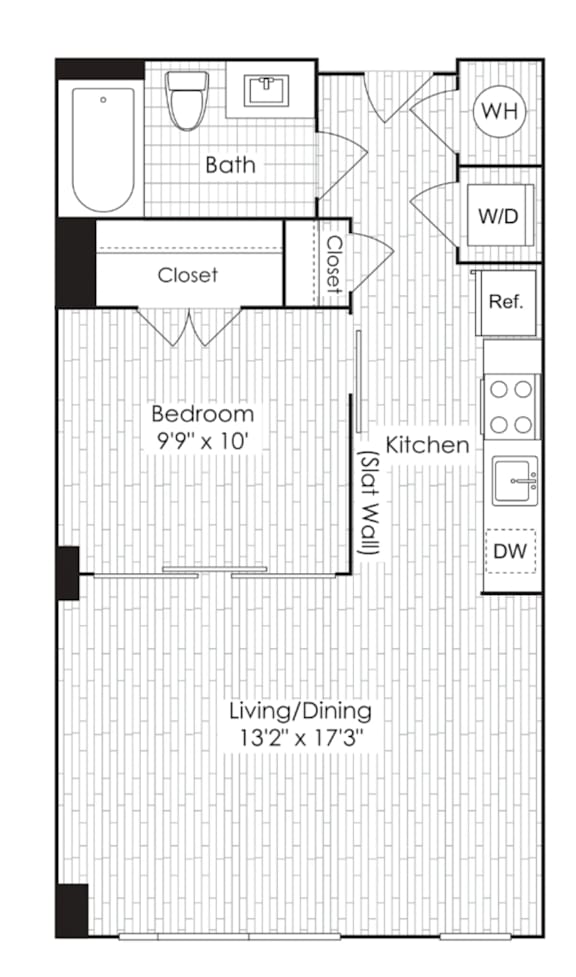 1 Bed 1 Bath Floorplan J at Dock 79, Washington