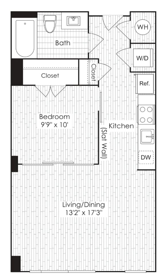 1 Bed 1 Bath Floorplan M at Dock 79, District of Columbia