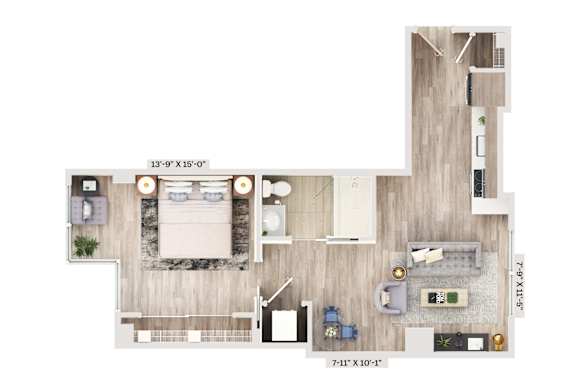 A7A Floor Plan at Elysium Fourteen Apartments in Washington, DC 20009