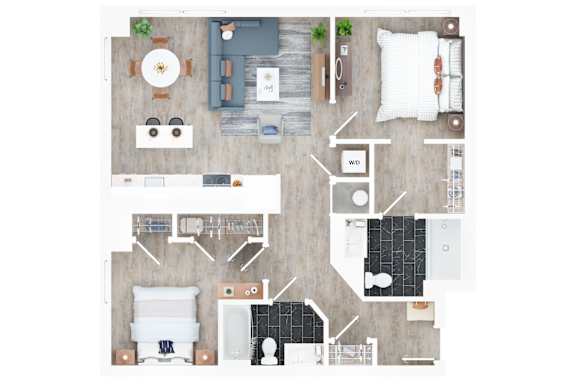 Floor Plan  2 bed 2 bath J at Jayde Parkside Apartments, Washington DC