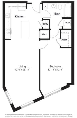Floor Plan  1 bed 1 bathroom floorplan U at Fort Totten Square, Washington DC