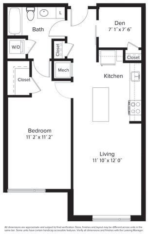 Floor Plan  1 bedroom 1 bathroom floorplan at Fort Totten Square, Washington, Washington DC