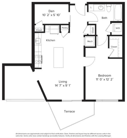 Floor Plan  1 bedroom 1 bathroom floorplan D at Fort Totten Square, Washington DC
