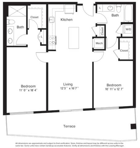 2 bed 2 bathroom E at Fort Totten Square, Washington DC