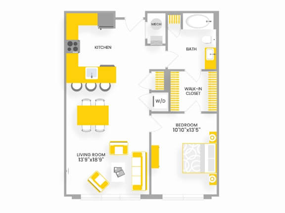 A2 Floor Plan at Garfield Park, Arlington, 22201