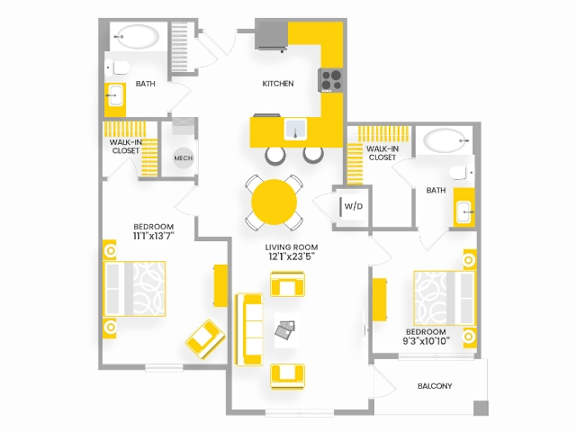 B2 Floor Plan at Garfield Park, Arlington, 22201