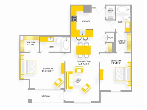 B6 Floor Plan at Garfield Park, Arlington, 22201