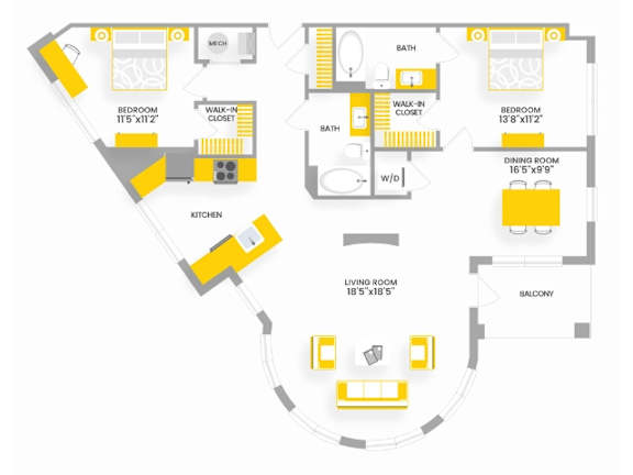 D1 Floor Plan at Garfield Park, Arlington, 22201
