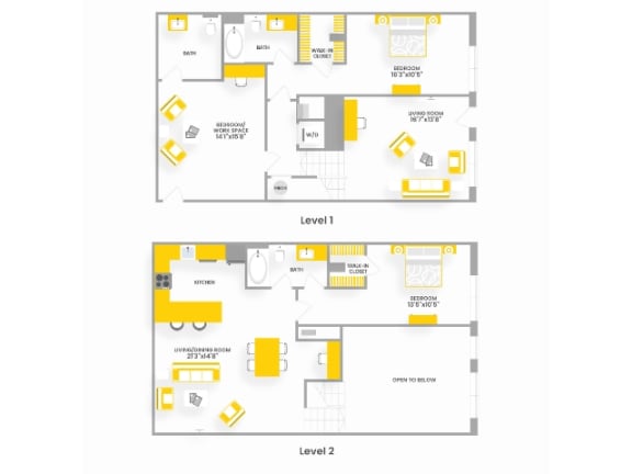 L4 Floor Plan 2 Bed 2.5 Bath at Garfield Park, Arlington, 22201