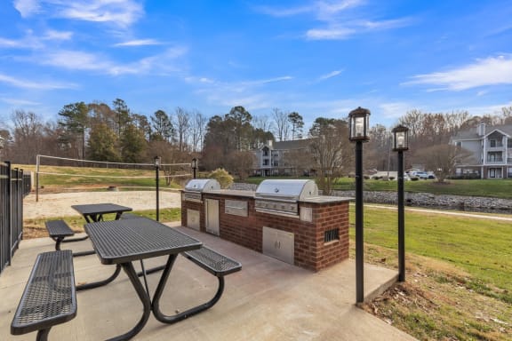 the preserve at ballantyne commons dog park with picnic table and grill  at Brampton Moors, Cary, 27513
