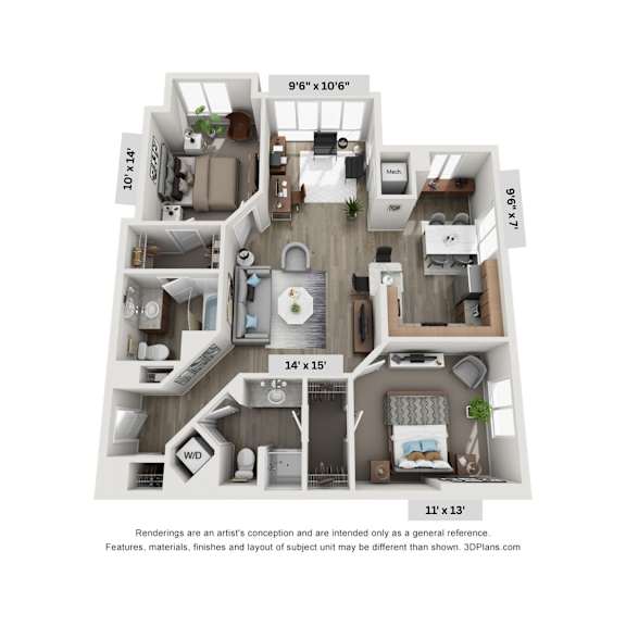 Floor Plan  Gunston 2 BR Floor Plan at Lincoln Old Town, Alexandria, 22314