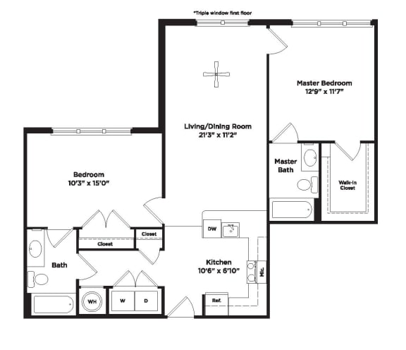 2 bed 2 bath B5b Floor Plan at 800 Carlyle, Alexandria, 22314